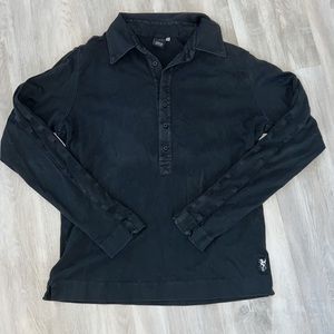 royal dye black long sleeve button down shirt